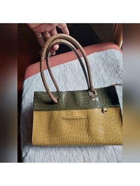 Jeanne Lottie 3-Tone Synthetic Alligator Embossed Satchel Bag